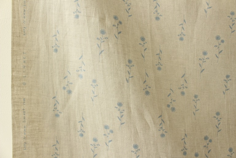 LINNETリネンプリント <br /> ハルジオン FLax-ブルー